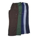 Calça Masculina Plus Size Cargo Elastic Brim Sarja Kit Com 3
