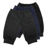 Calça Moletom Bebê Menino C/ 3 Cores Confortável E Quentinho