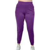Calça Moletom Feminina Fitness Flanelada Basica Cintura Alta