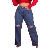 Calça Plus Size Jeans Feminina Wide