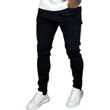 Calça Skinny Preta Masculina Jeans Com Elastano Lycra 2023