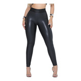 Calça Skinny Preta Resinada Couro Nova