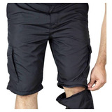 Calça Vira Bermuda Pesca Poly Rip Stop Preta Camuflada