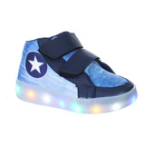 Calçado Tenis Botinha De Led Para Meninos Com Luz Star Azul