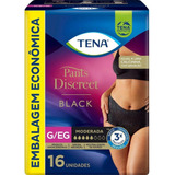 Calcinha Descartável Tena Pants Discreet Preta G/eg 16un
