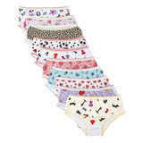 Calcinha Infantil Kit 10 Peças Algodão Estampada Dcp Kids