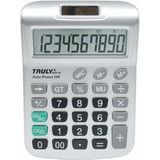 Calculadora De Mesa Truly 6001-10 Dígitos Bateria E Solar Cor Prateado