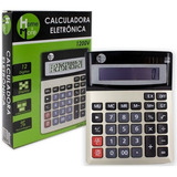 Calculadora Mesa Eletronica 12 Digitos Pilha / Solar 19x15cm Cor Colorido