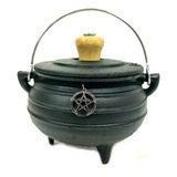 Caldeirão De Bruxa Em Ferro 600 Ml Wicca Com Pentagrama