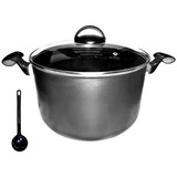 Caldeirão Panela 26cm Antiaderente Tampa De Vidro - Preto