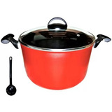 Caldeirão Panela 26cm Antiaderente Tampa De Vidro - Rouge
