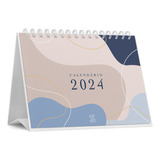 Calendário De Mesa 2024 - Curvas E Linhas - Marinho