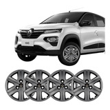 Calota Roda Aro 14 Renault Kwid Zen 2019 20 Grafite 4 Peças