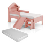 Cama Berço Infantil Meninas Casinha Montessoriana C/ Colchão