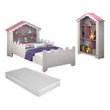 Cama Berço Princesa Meninas Castelo Com Colchão E Estante