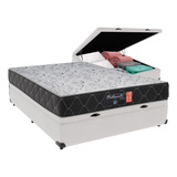 Cama + Box Baú Casal Branca Colchão Orthopedic Comfort Prime