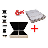 Cama Box Baú Queen + Colchão Molas Castor Hibrido 158x198 Cor Suede Bege