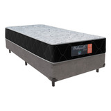 Cama + Box Solteiro Cinza Colchão Orthopedic Comfort Prime