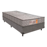 Cama + Box Solteiro Cinza Colchão Orthoprime Comfort Prime