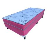 Cama Box Solteiro Conjugado Ortopédico Sleep Pink 88x188x53