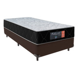 Cama + Box Solteiro Marrom Colchão Orthopedic Comfort Prime