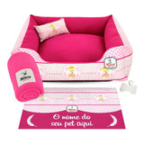 Cama Cachorro Gato 70x70 C/ 5pç Personalizado Manta + Placa