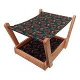Cama Caminha Rede Cachorro Pet Gato C/ Colchonete Impermeáve Cor Verde-escuro Desenho Folhas