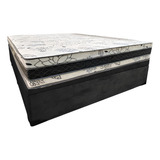 Cama Casal Suede Preto Baú + Colchão Alt 28 Super Confort