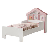 Cama Casinha Tam Solteiro Infantil Branco Com Rosa + Colchão