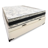 Cama Corino Bege Baú + Colchão Casal Super Confort Alt 28