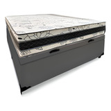Cama Corino Cinza Baú Casal + Colchão Alt 28 Super Confort