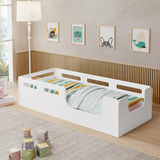 Cama Infantil Mobigu Móveis Solteiro Montessori Amora Com Proteção Lateral 100% Mdf