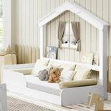 Cama Mini Montessori Casinha Porta-livros Movelbras Branco