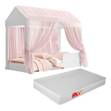 Cama Princesa C/ Colchão Montessoriana Menina Docel Infantil