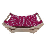 Cama Rede Para Gatos Pet Caminha Madeira Suspensa Cor Rosa