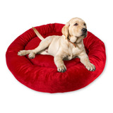 Cama Redonda De Pelúcia Aleplush Para Cães E Gatos G, Vermelha