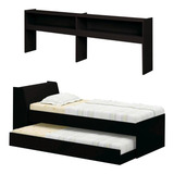 Cama Solteiro Bicama Com Estante Ditália Bb-28-29 Preto Pt