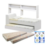 Cama Solteiro Bicama Estante +luz+2colc Ditália Bb2829 Br Pt