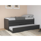 Cama Solteiro Bicama Virgínia Com 2 Gavetas - Preta