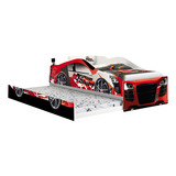 Cama Solteiro C/ Auxiliar Drift Vermelho Infan C/ 2 Colchões