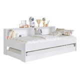Cama Solteiro C/ Estante E Cama Auxiliar 90 San Diego Branco