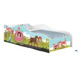 Cama Solteiro C/ Proteção Princesa Carruagem Infa C/ Colchão