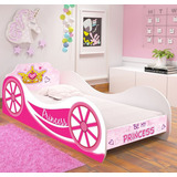 Cama Solteiro Carruagem Princesa Rosa Com Colchão Menina Cor Princess