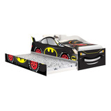 Cama Solteiro Com Auxiliar Batman Preto Com 2 Colchões