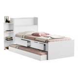 Cama Solteiro Com Baú 2 Gavetas E Cama Auxiliar