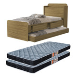 Cama Solteiro Tamires 2 Gavetas Bau Cama Auxiliar 2 Colchão