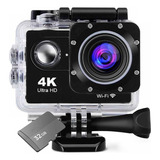 Câmera 4k Sport Wifi Ultra Hd Prova D'água Capacete + Sd32gb