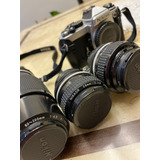 Câmera Analógica Semi Profissiona Nikon F Mount Kit 3 Lentes