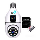Câmera Dupla Ip 360 Hd 1080 Direto No Bocal 5g + Cartão Sd