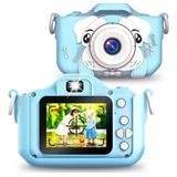 Câmera Infantil Mini Efeitos Fotos Voz Recarregável Cor Azul